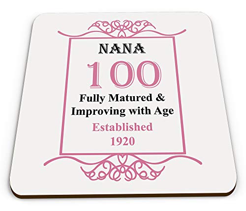 Nana 100 Established 1920 - Pink - Novelty Glossy Mug Coaster