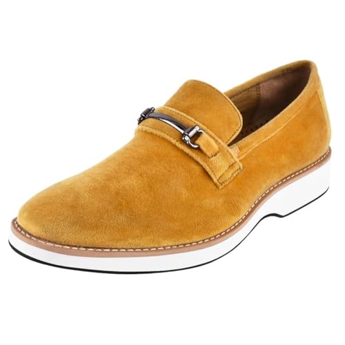 Image of LIBERTYZENO Mens Tuxedo Canvas Textile and Suede Leather Noble Loafers and Slip On Wedding Party Shoes for Easter Gift