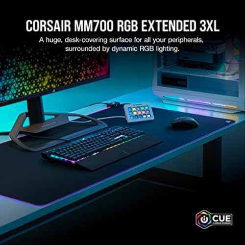 Image of Corsair MM700 RGB Extended 3XL Cloth Gaming Mouse Pad /Desk Mat - Massive 1,220mm x 610mm (48 inch x 24 inch) Cloth Surface, 360 Three-Zone RGB Lighting, Two USB Ports - Black