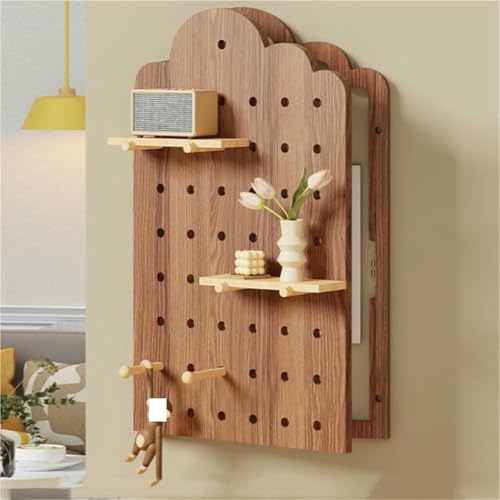 Stylish Wooden Electrical Panel Cover, Decorative Breaker Box Shield for Kitchen & Hotel, Pegboard Protection (Brown, 15.8''L x 31.5''H)