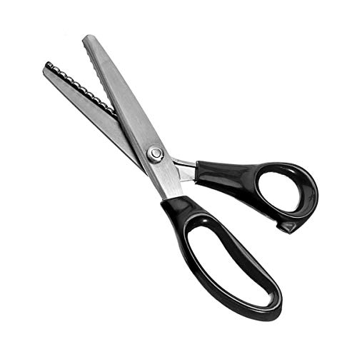 GCIYAEN Pinking Shears Comfort Grips Handled Zig Zag Cut Scissors Professional Dressmaking Sewing Craft Suitable for Many Kinds of Materials (Scalloped, Black)