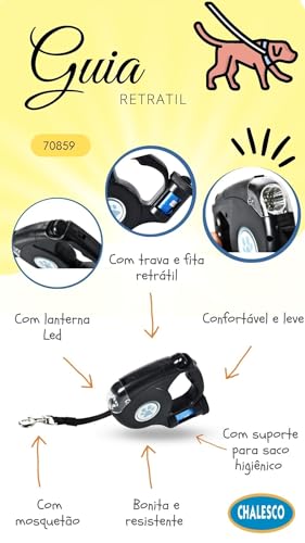 Chalesco Guia Retrátil Plus 20 kg Preta