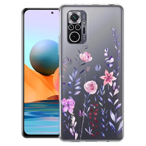 Pazpnoy Handyhülle Für Xiaomi Redmi Note 8 Pro - Transparent Mit Blumenmuster, Weiches Silikon
