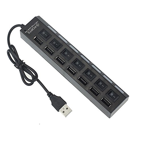 Multi USB Splitter 7 Ports Hi-Speed USB 2 0 Port Extender Hub USB Hub USB Extension Cable Power