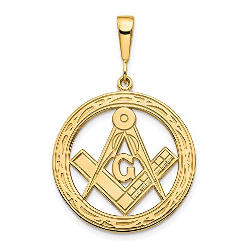 14k Yellow Gold Large Masonic Freemason Mason Pendant Charm Necklace Career Professional Fine Jewelry For Women Gifts For Her