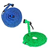 Mangueira Expansível Retrátil Mágica Com Engate Rápido Que Não Dobra Antitorção Para Quintal Jardim 15M 20M 30M 60M Metros (Azul, 15 metros)
