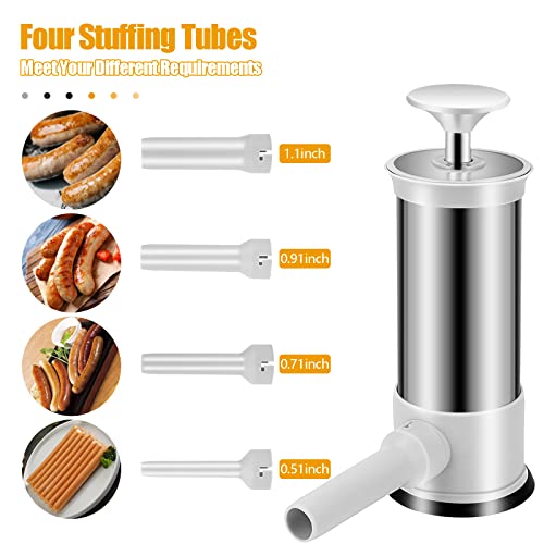 Sausage Stuffer With 4 Different Sizes Stuffing Tubes,Large Capacity Household Sausage Maker Machine,Manual Homemade Vertical Sausage Maker Tool For Home Camping(2.2Lb) #TOP2