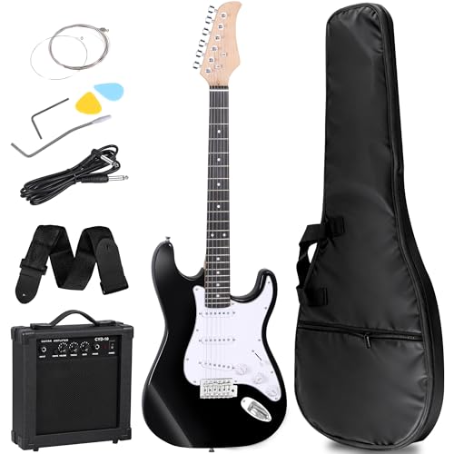 JupiterForce 39 Inch Full Size Electric Guitar Kits with Adjustable Strap, 10W Amp, Case Bag and...