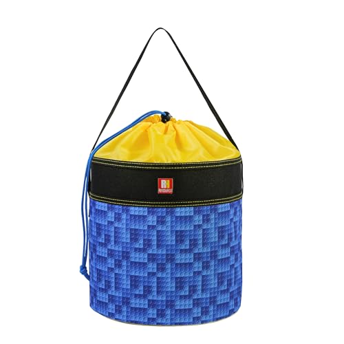 Remobia Hicol Toy Storage Organizer Basket Bag with Drawstring for Buliding Bricks, Blockets,Puzzles,Lego,Playroom Cinch Bucket Carrying Bag with Handle (Blue)