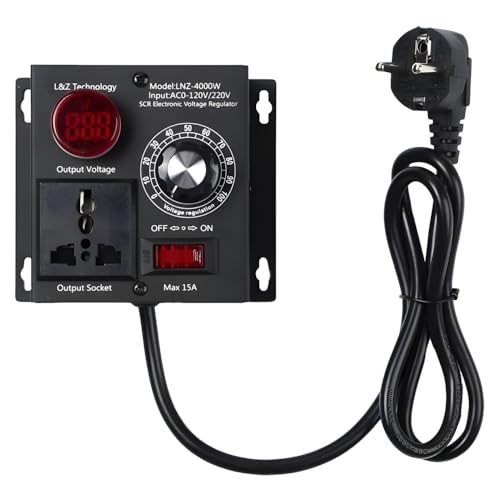 HOVCEH Regulador de Voltaje 220V, SCR 4000W Regulador de Velocidad Motor 220V, Regulador de Voltaje Ajustable, Controlador de Velocidad para Doméstico Ventilador Motor Amoladoras Angulares Taladros