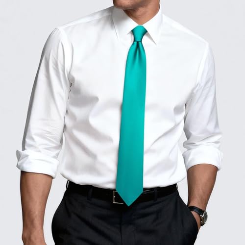 Image of Hi-Tie Men's Extra Long Solid Satin Tie Set 63 Inch /70 Inch Formal Necktie