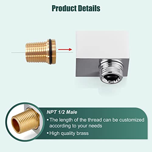 Heyalan Polished Chrome Wall Supply Elbow Square Shower Hose Connector For Shower Handheld Shower Elbow Without Shower Hand And Hose Wall Mount Supply Elbow 90 Degree Shower Cradle Fixed Brass #TOP1
