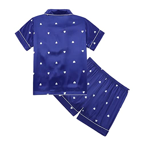 Girls' 𝐏a𝐣ama Sets Short Sleeve Satin 𝗣ajamas for Girls 𝐒ilk 𝗣js Kids Button Down Sl𝐞epwear Cute Heart Loung𝐞wear2