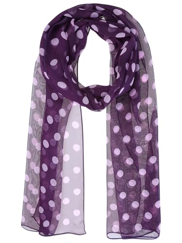 Women 1950s Retro Polka Dots Chiffon Scarf, Lightweight Soft Sheer Long Head Wrap Shawl Scarves for All Season