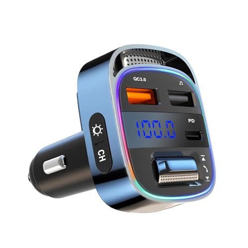 Bluetooth 5.4 FM Transmitter Car Adapter, 54W PD & QC3.0 USB Charger, Handsfree Calling Wireless Radio Receiver, Bluetooth Adapter for Car Music Player, Support USB Drive