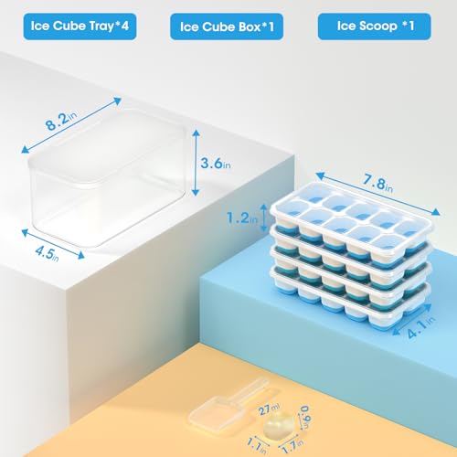 Save 37% on DOQAUS 4-Pack Silicone Ice Cube Tray Set with Bin