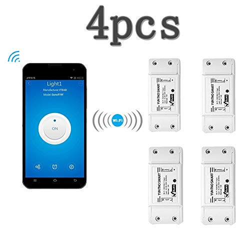 Preisvergleich Produktbild KOBWA Smart Switch Multifunktionale WiFi Wireless Remote-Sprachsteuerung für den Haushalt, kompatibel mit Alexa Echo geogle Home-APP für iPhone und Android (4 Pack)