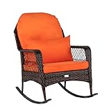 VINGLI Outdoor Wicker Rocking Chair, All- Weather Patio Rocking Chair Rattan Rocker with Cushions &...
