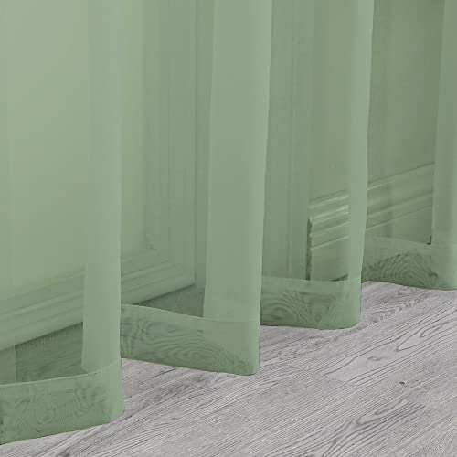 Image of OWENIE Sheer Curtains, Sage Green Sheer Curtains 84 inch Length 2 Panels Set, Rod Pocket Voile Fimly Sheer Drapes for Living Room /Bedroom, 2pcs, Each 42 inch W x 84 inch L