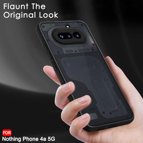 Image of TheGiftKart Hybrid Shockproof Back Cover Case for Nothing Phone 4a 5G | Hard Back Cover Case for Nothing Phone 4a 5G (PC & TPU, Translucent Smoke Matte Back, Black Sides)