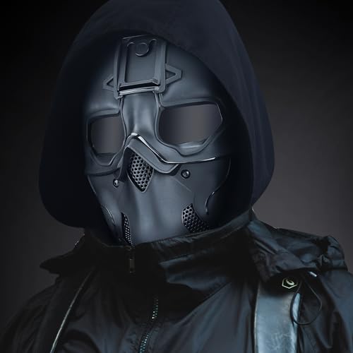 image for Guayma Airsoft Paintball Mask Tactical Full Face Cyberpunk Mask with B
