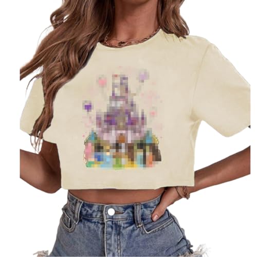 Image of Magical Crop Shirt for Women Magic Kingdom Princess Tshirt Funny Family Vacation Trip Tee Casual Holiday Top