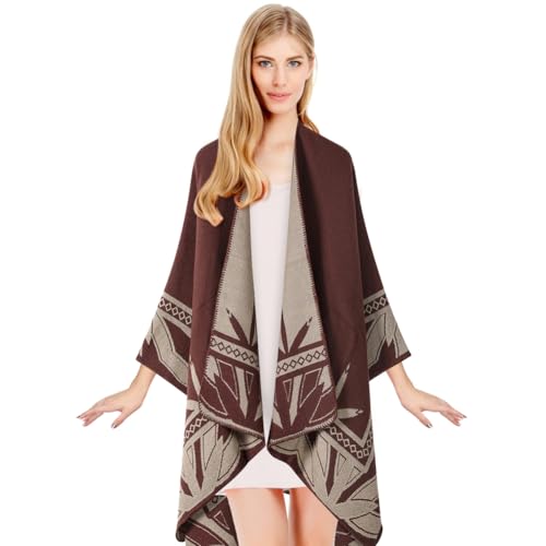 Women's Shawl Wraps Open Front Poncho Cape Travel Warm Sweaters Casual Cardigan Shawls for Fall Winter Christmas4