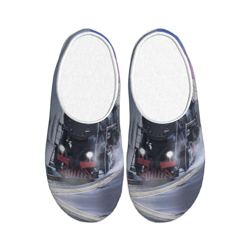 Chaussons hiver chauds et antidérapants EdWal avec motif train à vapeur