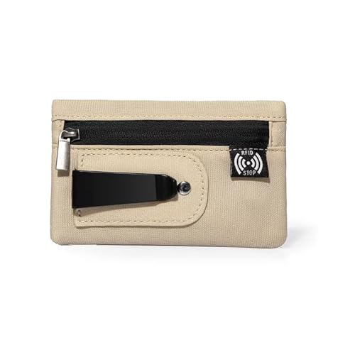 Image of RFID Hidden Clip Stash Money Belt - Ultra Thin Anti-Theft Travel Pouch with Credit Card Slots for Women /Men, Perfect for International Travel, Daily Commute & Outdoor Activities (Khaki)