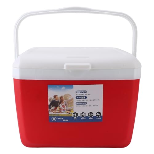 Nevera Portátil Aislada 13L, Caja Térmica Resistente con Asa y Tapa Hermética - Gran Capacidad, Material Plástico Duradero, Ideal para Camping y Picnics (Petirrojo)
