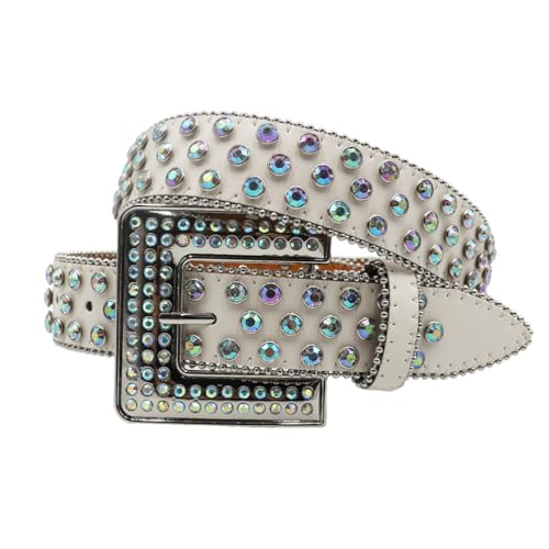 Women’S Unisex Adjustable Strap Belt With Colorful Diamond Studs And Hot Western Rhinestone Accents For Jeans