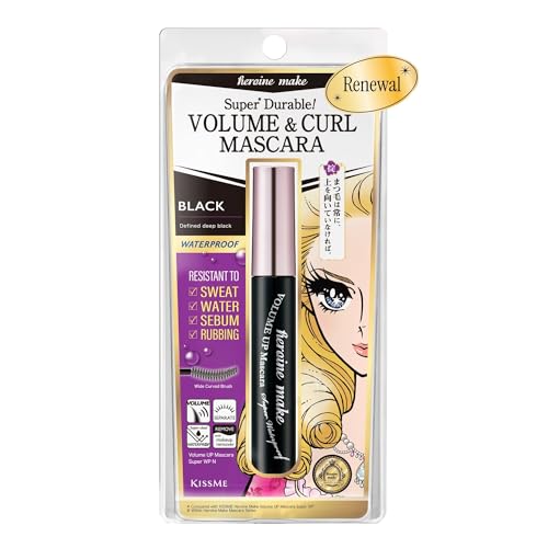 Heroine Make by KissMe Volume & Curl Mascara New Black | Waterproof Volumizing & Lengthening Mascara for Thick Defined Lashes | Smudge-Proof Curling Formula | Made in Japan | 1 Pack