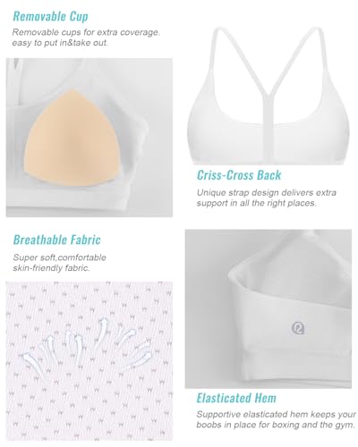 Image of RUNNING GIRL Sports Bras for Women,Y-Back Medium Support Workout Sports Bra Padded Racerback Supportive Bras Push up(WX3048 White S)