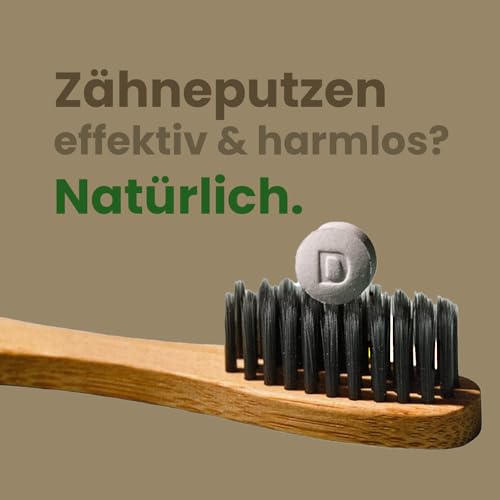 Denttabs Zahnputztabletten die vollwertige Alternative zur Zahnpasta, 3x125 Stk für 6 Monate. Mint fluoridfrei - VEGAN Plastikfrei ohne Konservierungsstoffe. Im Orginal denttabs kompostierbaren Beutel – Bild 5