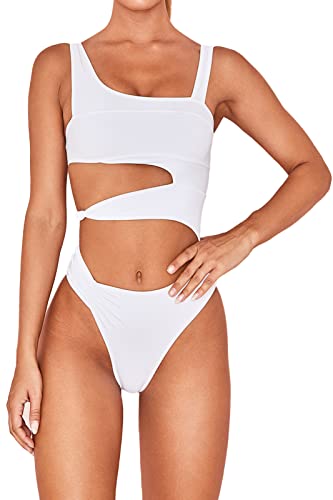 Maillot de bain une pièce pour femme blanc en taille L avec fentes Faringoto