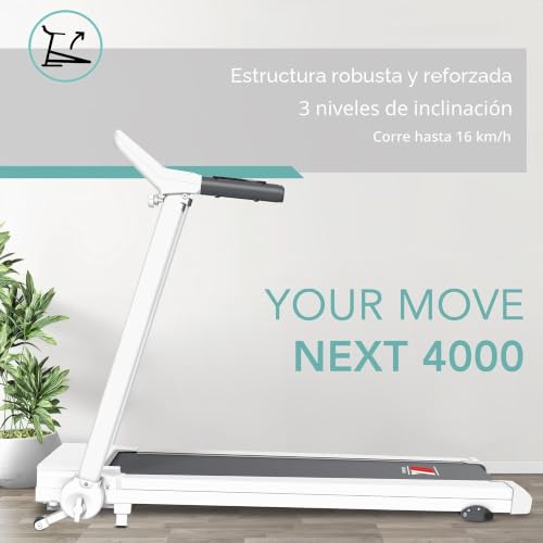 Miniatura 9 de Ym Next 4000 Cinta Roulant Electrica Plegable, Ahorro De Espacio, Robusto, Marco Reforzado, App Kinomap Zwift, 14 Programas De Entrenamiento Blanco