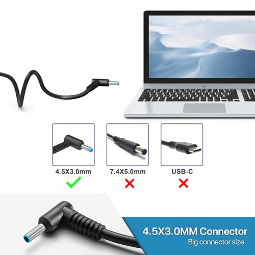 Image of 65W AC Charger Compatible with HP ProBook 450 G5 G6 G7 G8 G9 G10 ProBook 470 430 G8 440 445 640 650 G2 G3 G4 G5 G6 EliteBook L25298-001 L25298-003 TPN-LA16 19.5V 3.33A Laptop Power Supply Adapter
