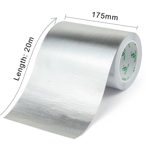 Image of BOMEI PACK Adhesive Aluminum Foil Heat Shield Tape 1Pack 7inch x 66ft Barrier Fiberglass Thermal Insulation Reflective Material High Temp Protectionn