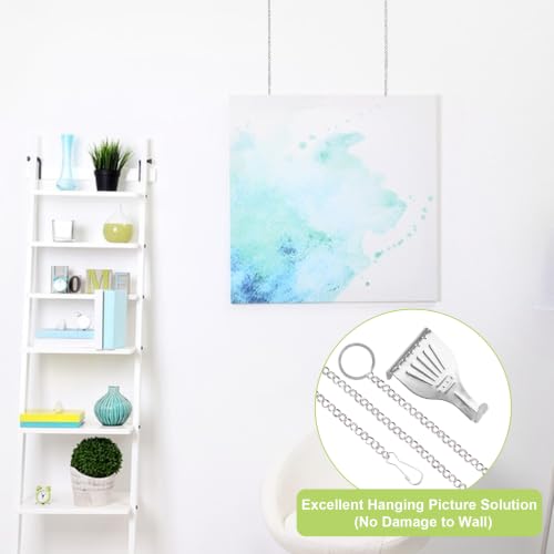 Image of Picture Rail Hooks and Chain, 10Pcs Hooks with 30CM Chains,Silver