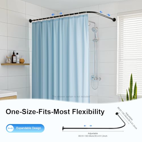 Tringle à rideau de douche en U 90-130 cm extensible noir sans perçage
