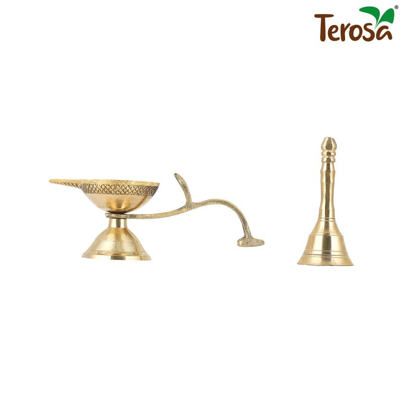 Terosa Diya Set of 4 - Assorted Handcrafted Brass Diyas II Pooja Deepams or Deepak - Image 3 thumbnail