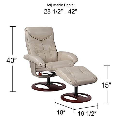 Benchmaster Newport Taupe Swivel Faux Leather Recliner Chair with Ottoman Footrest Modern Armchair Ergonomic Manual Reclining Adjustable Upholstered for Bedroom Living Room Reading Home Relax - Image 8