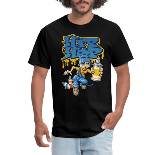 Spreadshirt Hip Hop Graffiti B-Boy Men's T-Shirt, S, Black