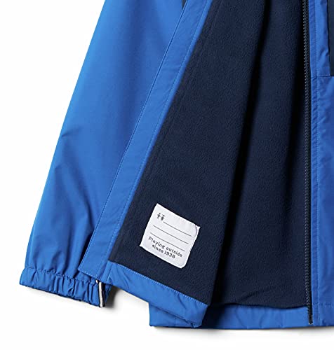 Columbia Boy’s Rainy Trails Fleece Lined Jacket, Waterproof & Breathable, Bright Indigo/Coll Navy Slub, X-Large #TOP2