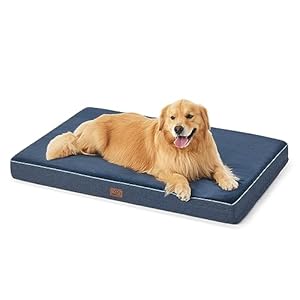 Bedsure Cama Perro Ortopédica Extra Grande – 104x74x9cm Cama Perro Lavable con Funda Desenfundable y Evestimiento Impermeable, Espuma Viscoelástica, Azul Marino, XL