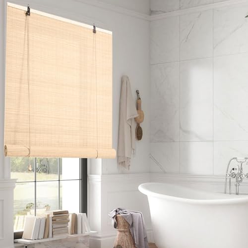 Cortina De Bambú Para Interiores/Exteriores Natural Persianas Enrollables De Bambú 45 50 60 80 90 100 120 140 160 180cm Ancho Estor Enrollable De Bambúe Para Cocina Patio Jardín Fácil De Instalar(Natu