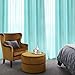 MIULEE 2 Turquoise Semi Sheer Window Curtains Elegant Grommet Top Voile Panels/Drapes/Treatment Aqua Blue Linen Textured for Bedroom Living Room Decor (54X84 Inches)