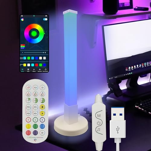 Pack x2 Lámpara de Escritorio RGBIC Digital, Mando Distancia y App, Sincronización por Sonidos, 16 Millones de Colores, Modos y Efectos de Luz, Decoración Led gaming, fiestas (Lámpara Mesa)
