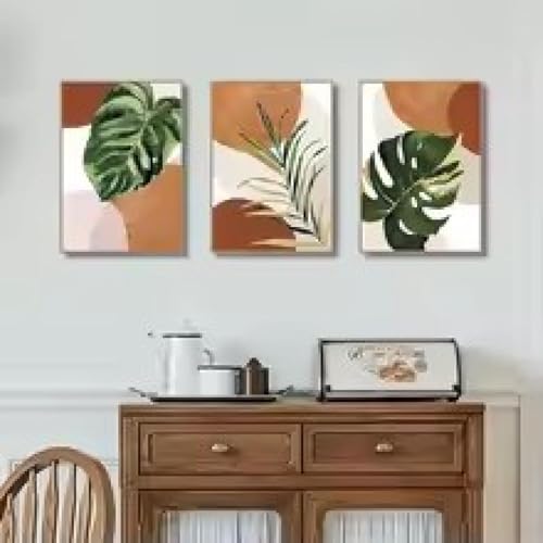 Toile de palmier style moderne triptyque de haute qualité - 5