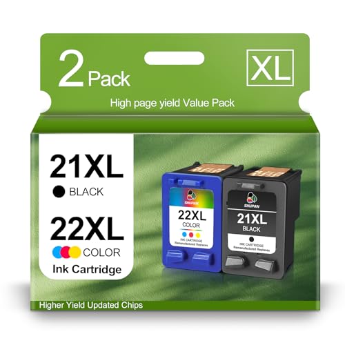 SHUPAN Cartucho de tinta remanufacturado 21 y 22 de repuesto para impresoras HP 21XL 22XL (C9351AN y C9352AN) para impresoras HP Deskjet F2210 F4180 Officejet 4315 J3680 (1 negro 1tricolor)